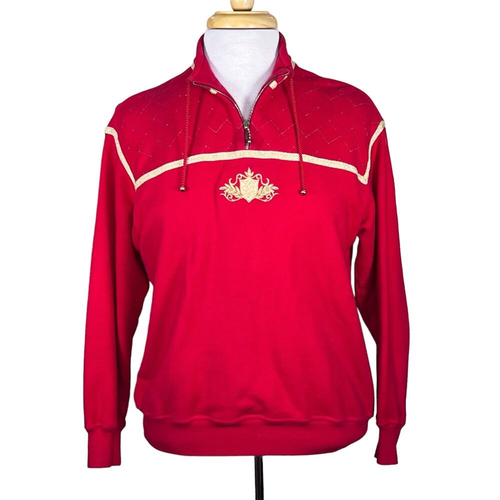 St. John Sport by Marie by Marie Gray 1/4 Zip Red Pullover Sweatshirt Size P